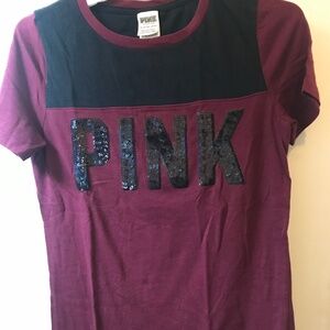 Pink Victoria’s Secrets Women’s Tee/Top Size XS Red Wine /Black Color